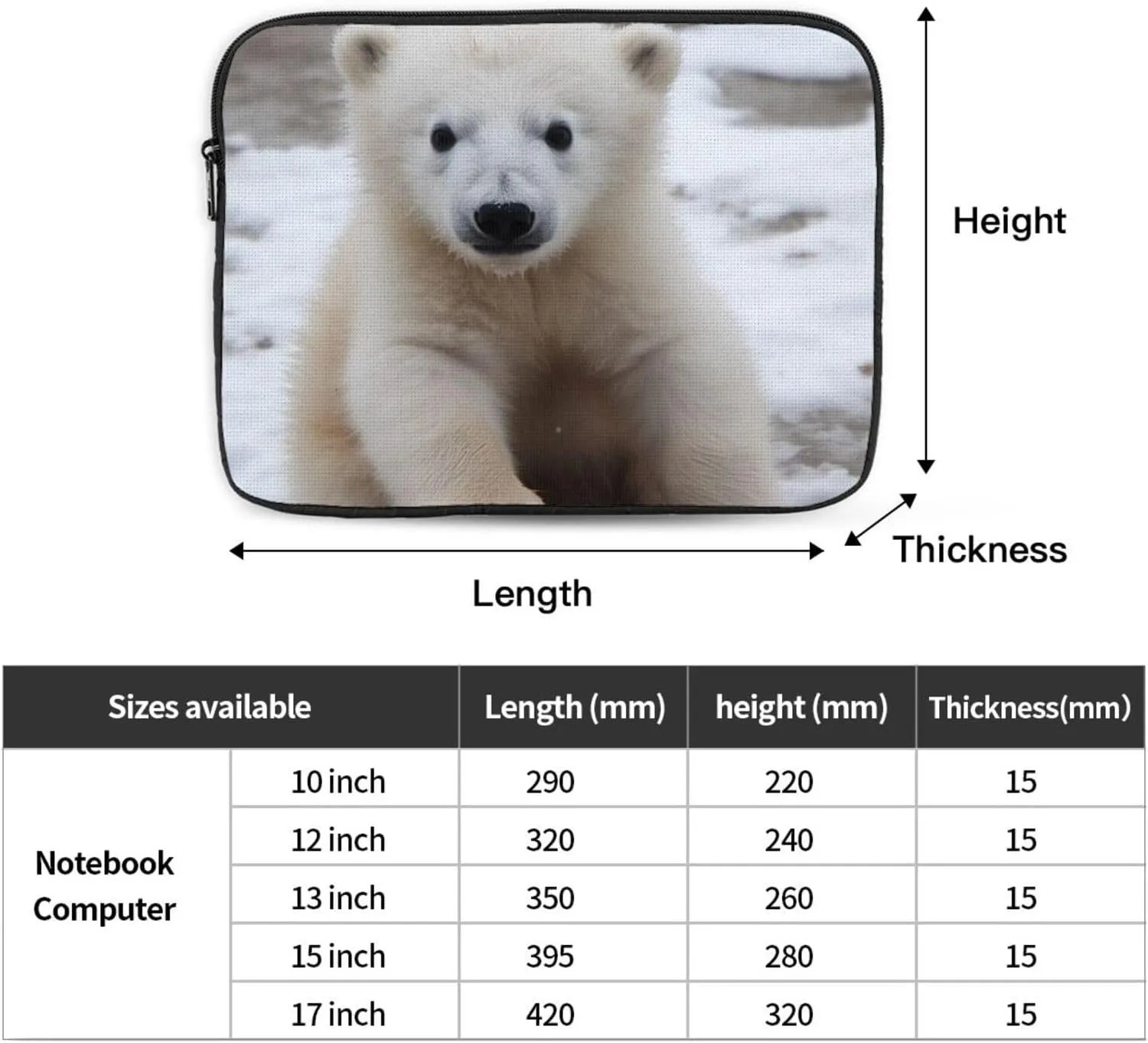 10 Inch Laptop Sleeve Bag Waterproof Shockproof Laptop Case Bag Baby Polar Bear Computer Skin Bags Lightweight Tablet Carrying Case
