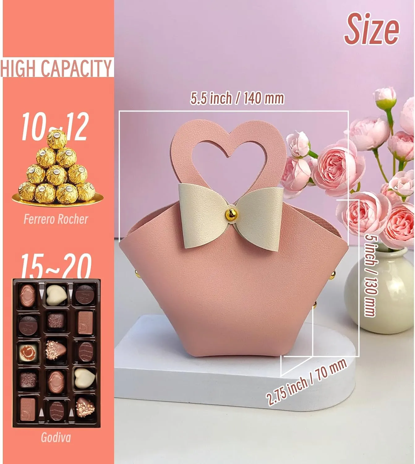 10 pack Mini PU Leather Gift Boxes with Handle, Reusable Leather Small Party Favor Box, Exquisite Mini Handbag Gift Bags for Wedding Bridal Shower Baptism Baby Shower Birthday Party Decoration Supplies