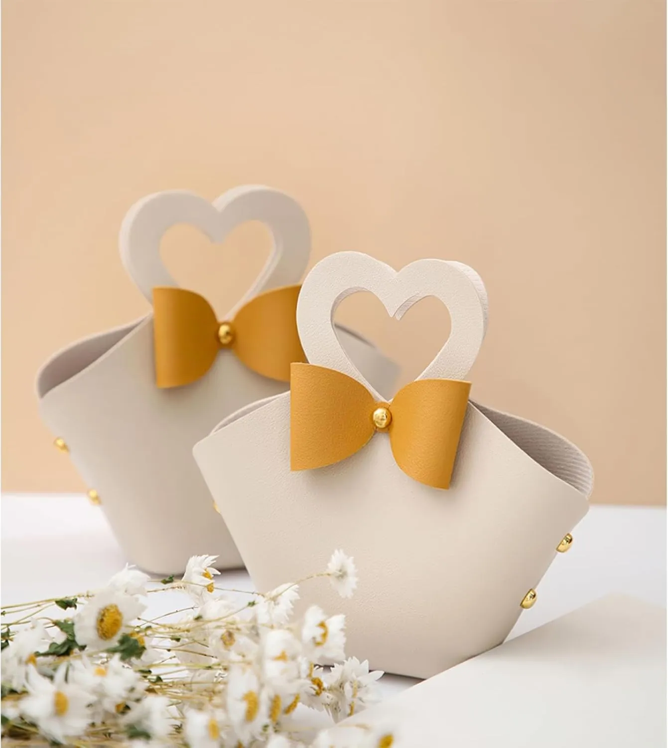 10 pack Mini PU Leather Gift Boxes with Handle, Reusable Leather Small Party Favor Box, Exquisite Mini Handbag Gift Bags for Wedding Bridal Shower Baptism Baby Shower Birthday Party Decoration Supplies