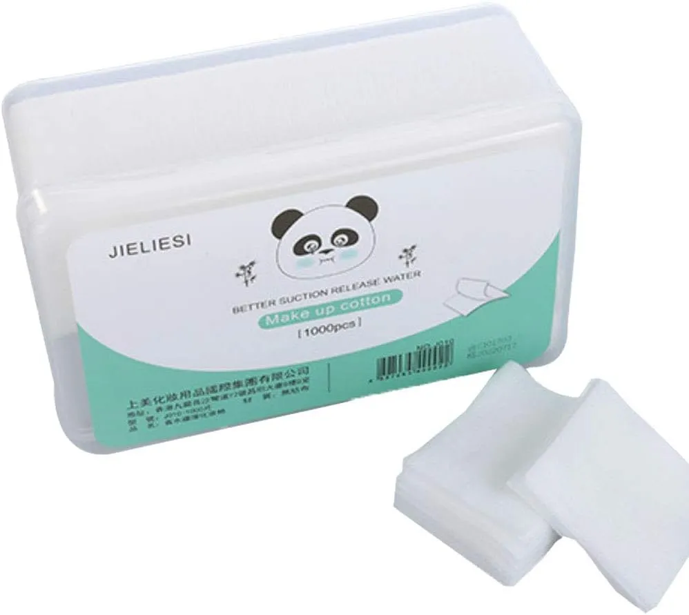 1000PCS Makeup Cotton Pads, Nail Polish Remover Pads, Facial Eye Nail Make Up Wipes, Square Cosmetic Cotton Pads, Non-woven cotton Makeup
