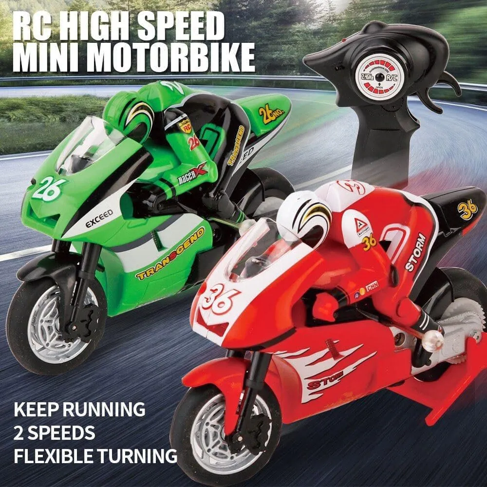 1/20 RC Motorcycle 4.2'' Mini Jump Motorbike Remote Control Motorcycle 4CH Fast RC Drift Moto Bike Car with Gyroscope RC Vehicle Racing Car Shockproof Rear Wheel Tilt, 2 Batteries (Red)