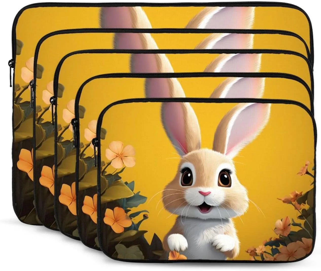 13 Inch Laptop Sleeve Bag Waterproof Shockproof Laptop Case Bag Easter Bunny Eggs Spring Flower Rabbit Computer Skin Bags Lightweight Tablet Carrying Case