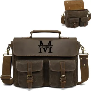 14 Inch laptop Bag Portable,Personalizable Vintage Briefcase For Men/Women,Custom Unisex Office Crossbody Bag