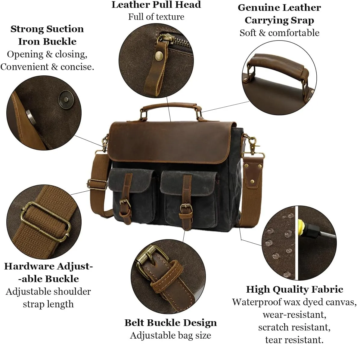 14 Inch laptop Bag Portable,Vintage Briefcase For Men/Women,Unisex Office Crossbody Bag