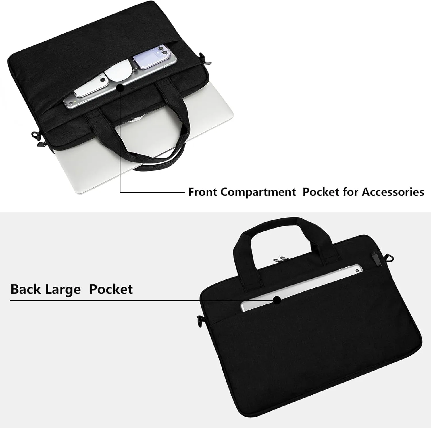 15 15.6 16 inch Laptop Sleeve Case Shoulder Bag Compatible with 16 inch MacBook Pro M1 M2 Pro/Max 15.6 inch Acer ASUS Dell HP Thinkpad Chromebook 15.6 inch Gaming Laptop Bag, Black