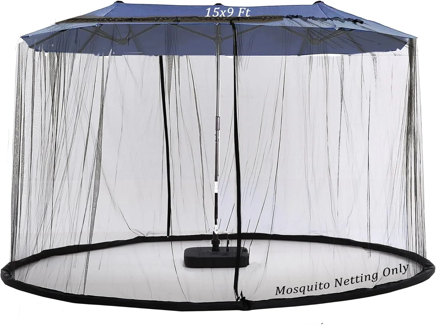 15Ft Mosquito Netting for Patio 15ft Double-Sided Umbrella Large Outdoor, Patio Screen Mesh with Double Zipper and Ground Anchor Tiimmgaal (Mosquito Netting Only)(Black)
