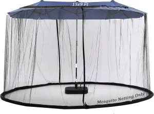 15Ft Mosquito Netting for Patio 15ft Double-Sided Umbrella Large Outdoor, Patio Screen Mesh with Double Zipper and Ground Anchor Tiimmgaal (Mosquito Netting Only)(Black)
