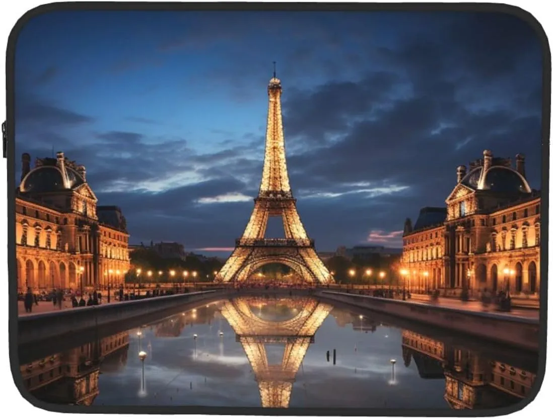 17 Inch Laptop Sleeve Bag Waterproof Shockproof Laptop Case Bag Paris in Ninght Computer Skin Bags Lightweight Tablet Carrying Case