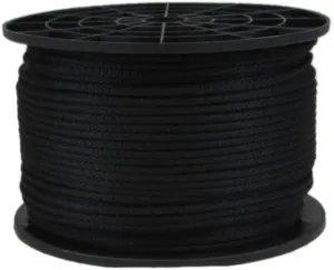 1/8 inch Black Dacron Polyester Cord - 500 Foot Spool | Solid Braid - Industrial Grade - High UV and Abrasion Resistance - Low Stretch