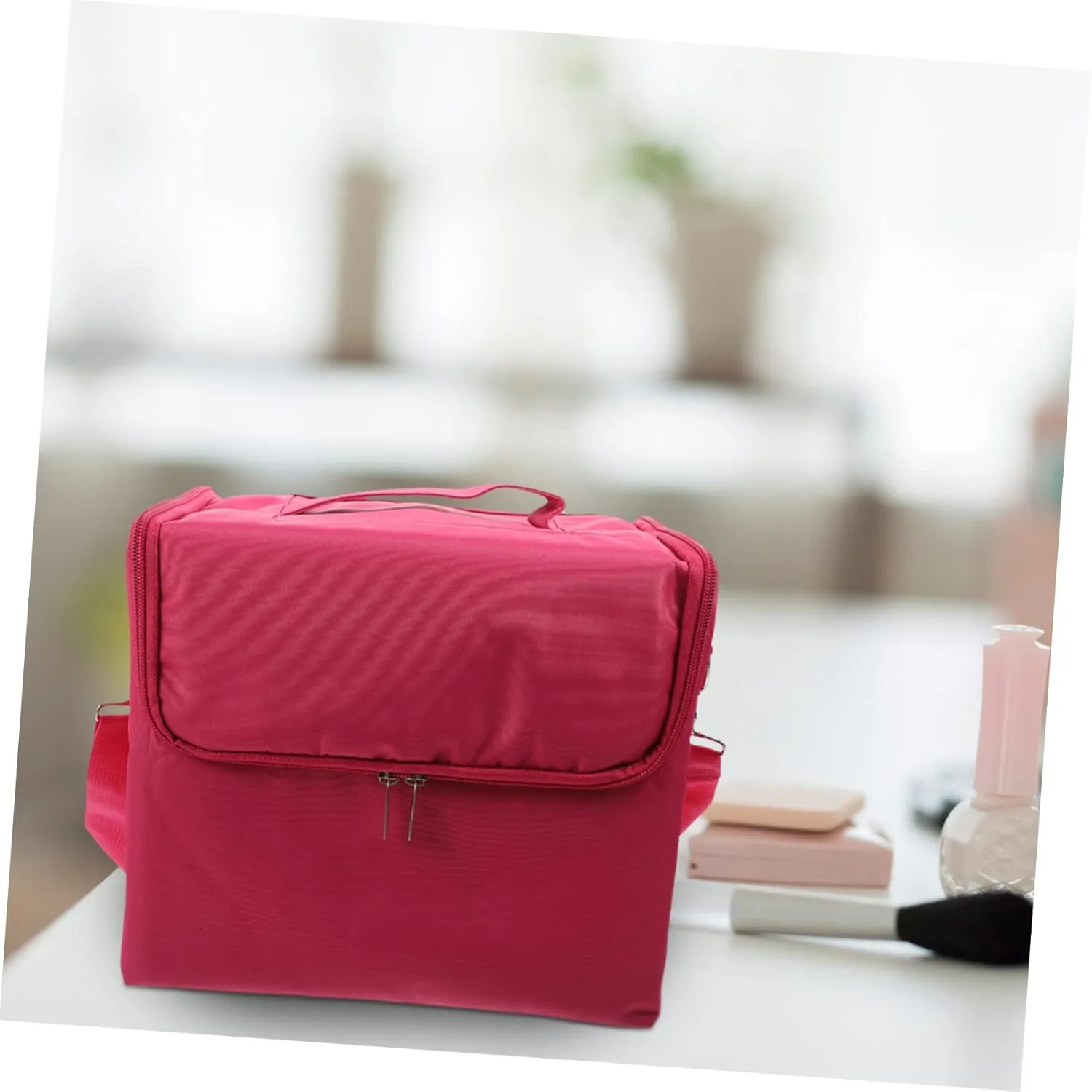 1pc Cosmetic Bag Duffle Bag for Travel Manicure Tools Cosmetics Bag Waterproof Bag Miss Portable, Rosy, 29x21cm