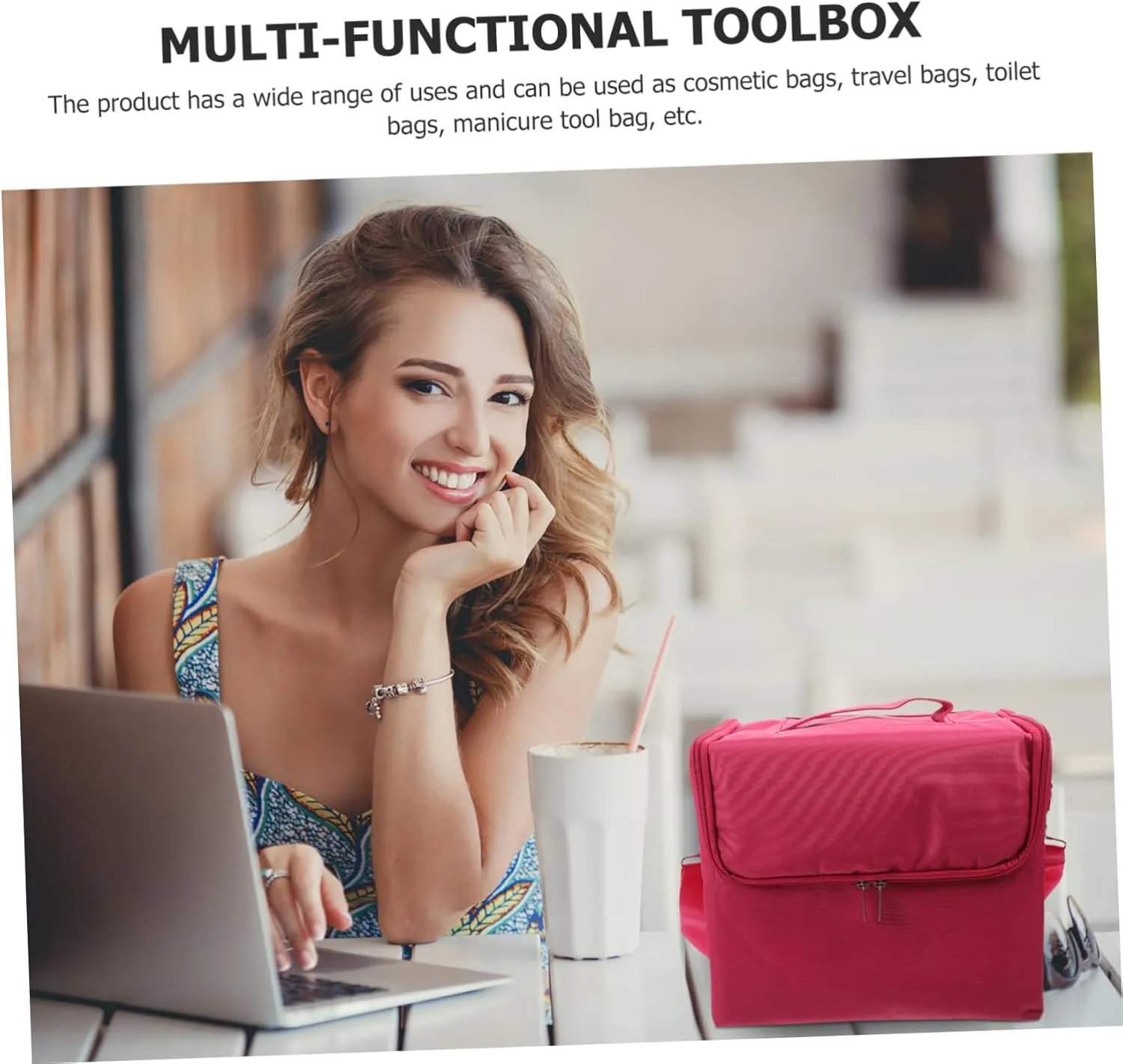 1pc Cosmetic Bag Duffle Bag for Travel Manicure Tools Cosmetics Bag Waterproof Bag Miss Portable, Rosy, 29x21cm