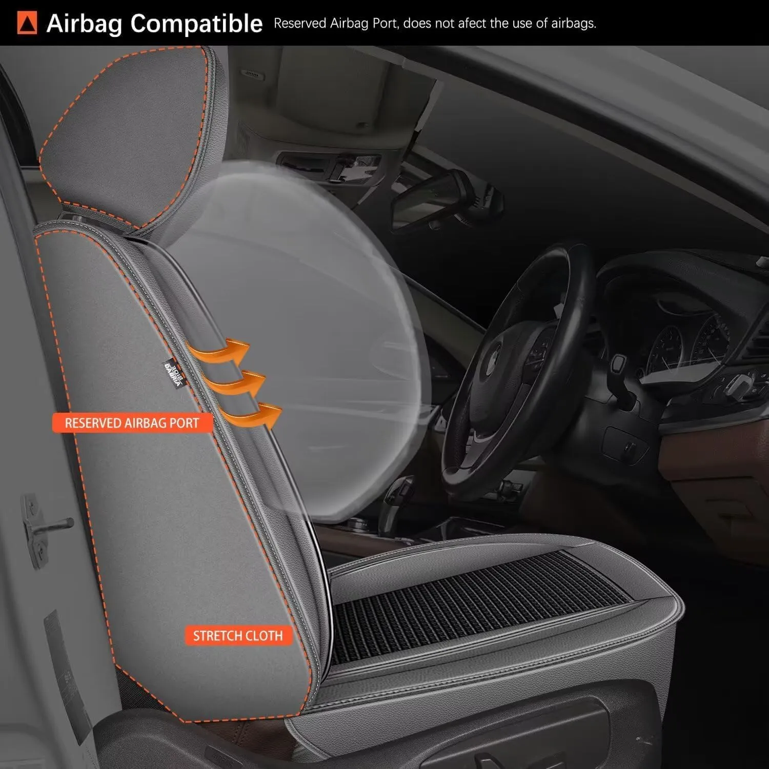 2 Front Seat Covers Fit for Chevy/Chevrolet Suburban 2009-2023 2024 2025: Car Seat Covers Leather Waterproof Ice Silk Breathable Car Seat Cushion Protector (2 Seats, Black & Grey)