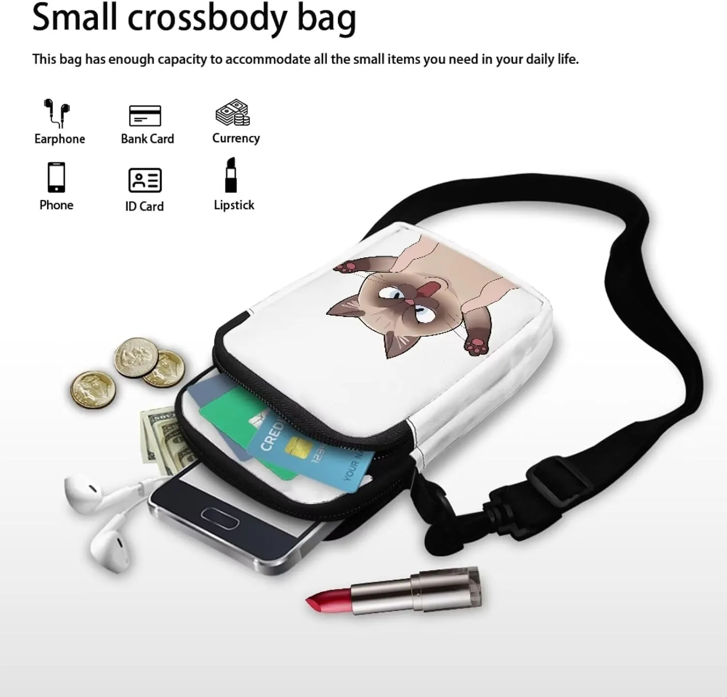 2 Layer Crossbody Bag Messenger Satchel Bags Wallet Phone Case for Men Women