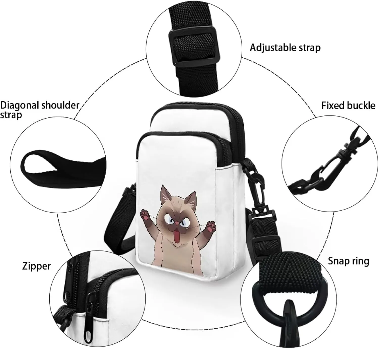 2 Layer Crossbody Bag Messenger Satchel Bags Wallet Phone Case for Men Women