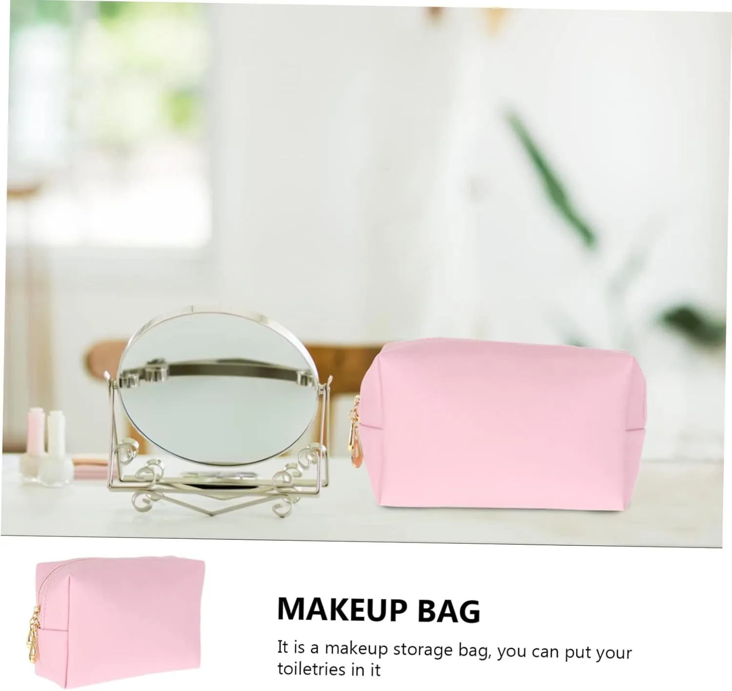 2 Pcs Square Cosmetic Bag Womens Makeup Bag Travel Makeup Organizer Cosmetic Travel Storage Pouch, Pinkx3pcs, 17x10.5x6cmx3pcs
