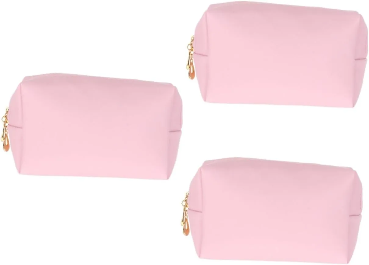 2 Pcs Square Cosmetic Bag Womens Makeup Bag Travel Makeup Organizer Cosmetic Travel Storage Pouch, Pinkx3pcs, 17x10.5x6cmx3pcs