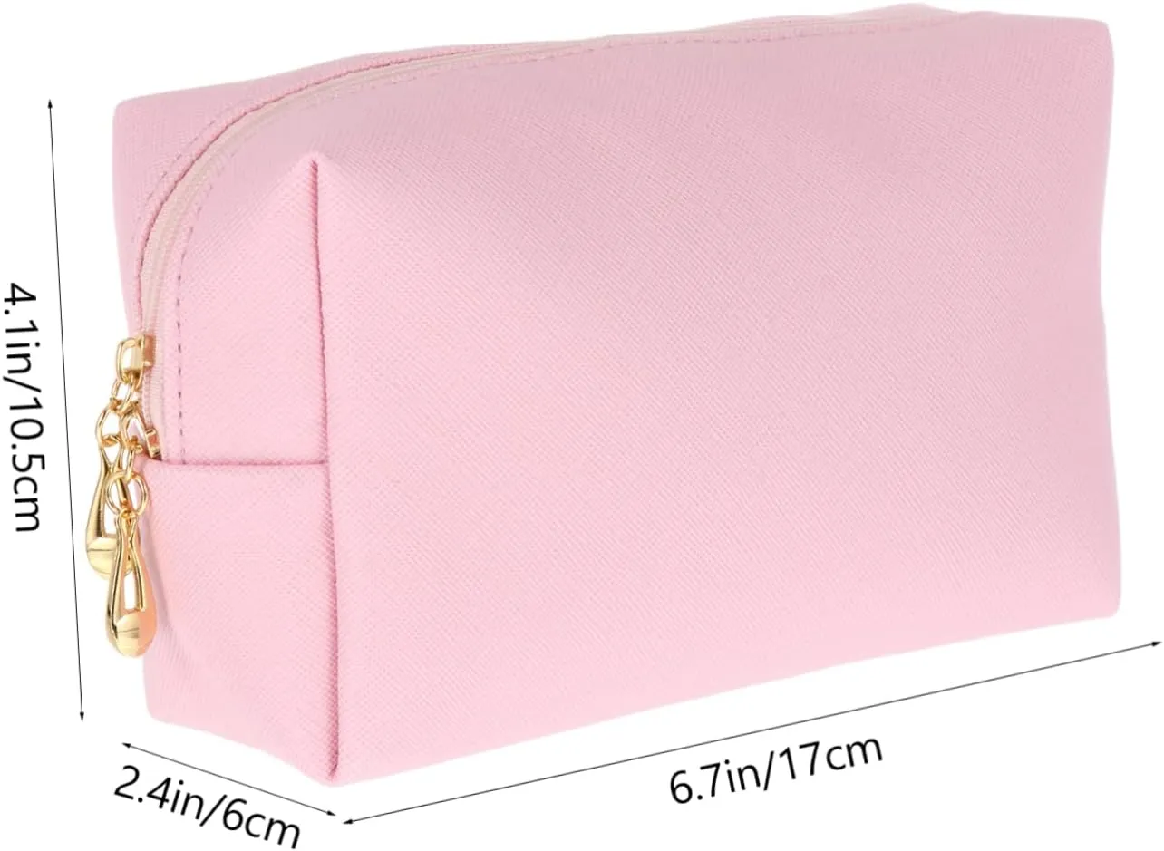 2 Pcs Square Cosmetic Bag Womens Makeup Bag Travel Makeup Organizer Cosmetic Travel Storage Pouch, Pinkx3pcs, 17x10.5x6cmx3pcs