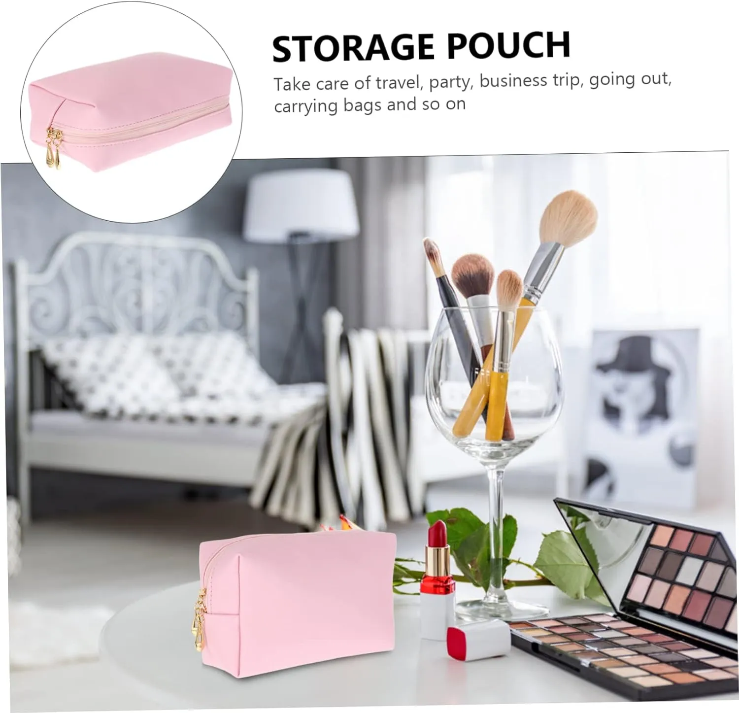 2 Pcs Square Cosmetic Bag Womens Makeup Bag Travel Makeup Organizer Cosmetic Travel Storage Pouch, Pinkx3pcs, 17x10.5x6cmx3pcs