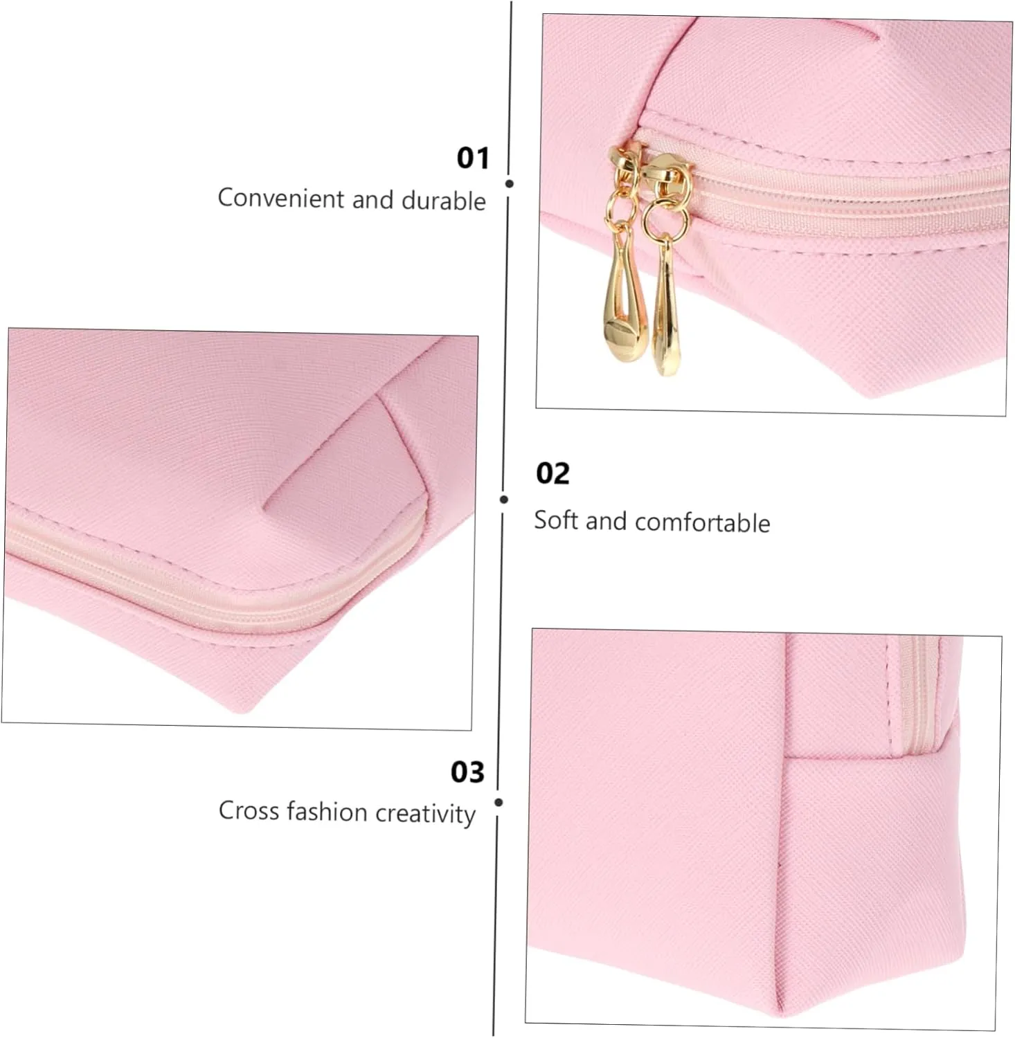 2 Pcs Square Cosmetic Bag Womens Makeup Bag Travel Makeup Organizer Cosmetic Travel Storage Pouch, Pinkx3pcs, 17x10.5x6cmx3pcs