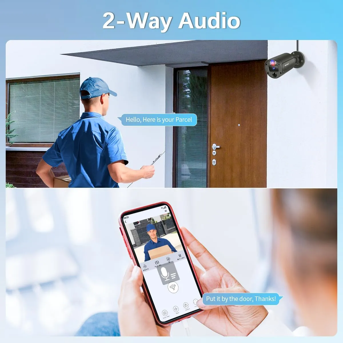【2-Way Audio & 4K Ultra HD】 Outdoor Wired Security Camera System, Home POE Video Surveillance Cameras Systems, Surveillance DVR Kits