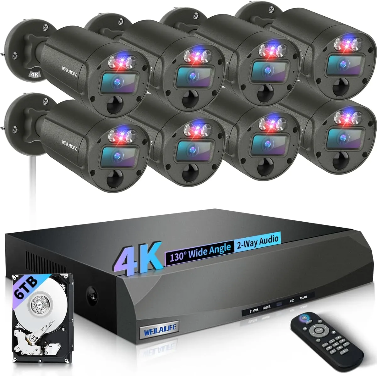 【2-Way Audio & 4K Ultra HD】 Outdoor Wired Security Camera System, Home POE Video Surveillance Cameras Systems, Surveillance DVR Kits