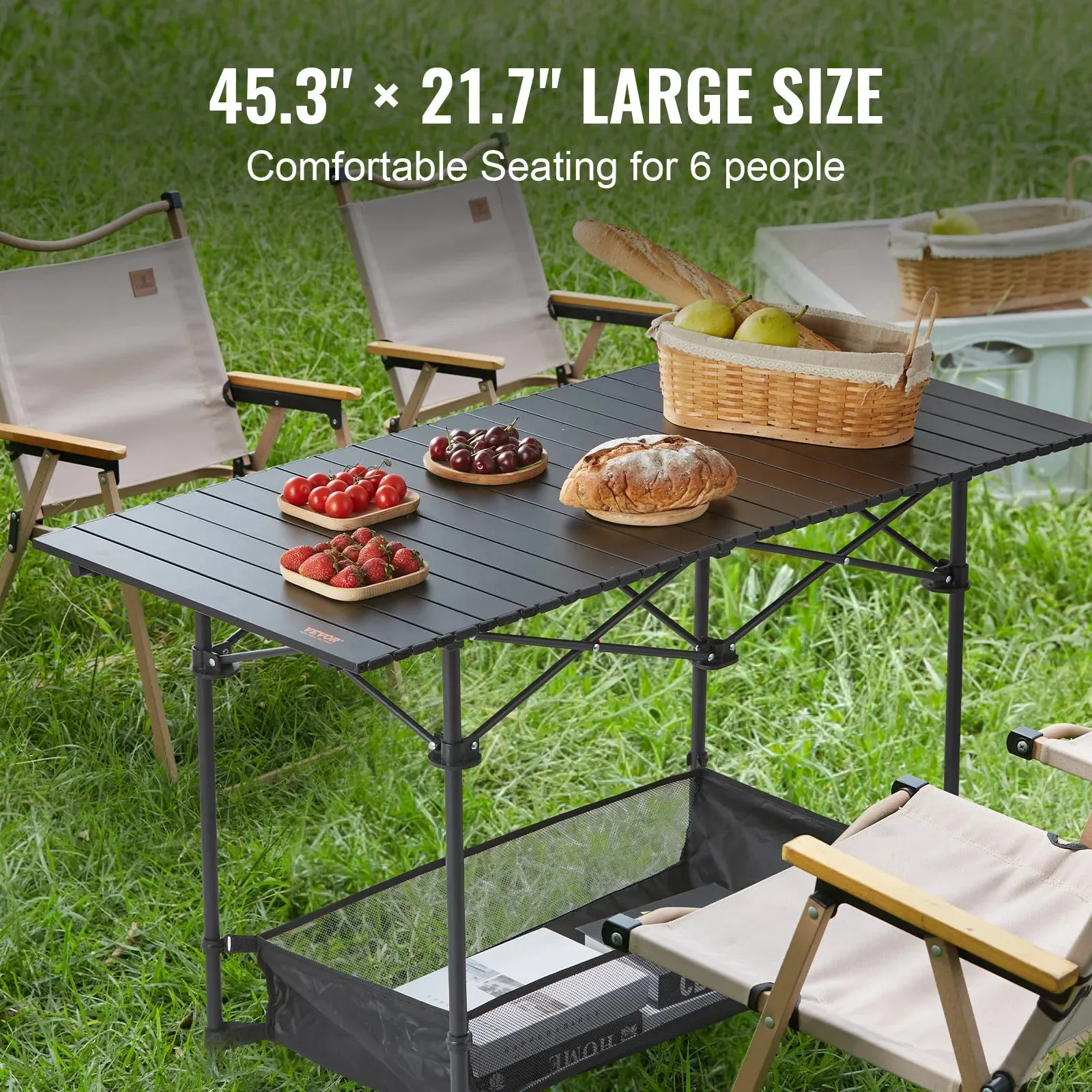 220/66lbs Outdoor Camping Folding Table  W/ Storage Bag Aluminum Alloy
