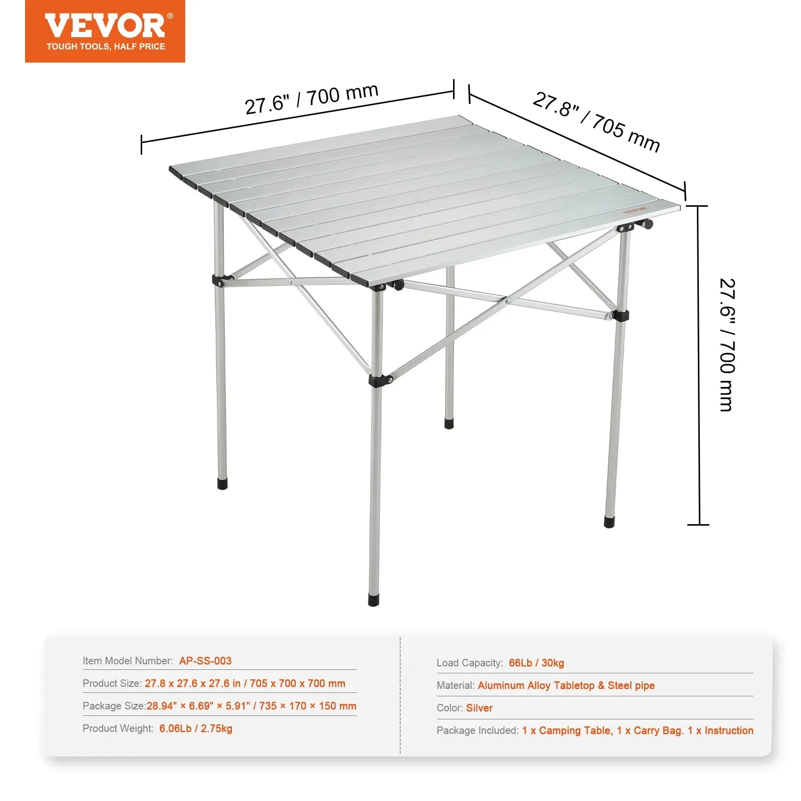 220/66lbs Outdoor Camping Folding Table  W/ Storage Bag Aluminum Alloy