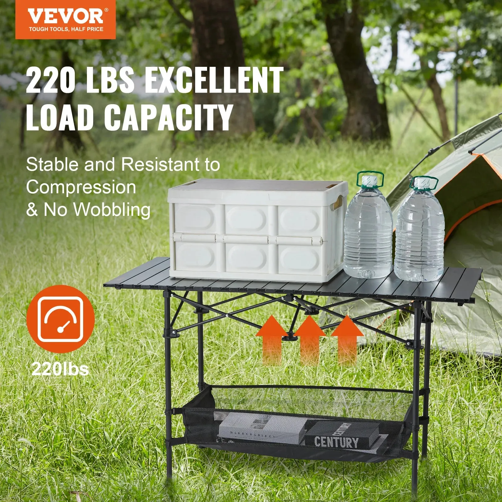 220/66lbs Outdoor Camping Folding Table  W/ Storage Bag Aluminum Alloy