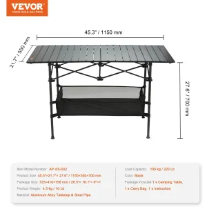 220/66lbs Outdoor Camping Folding Table  W/ Storage Bag Aluminum Alloy