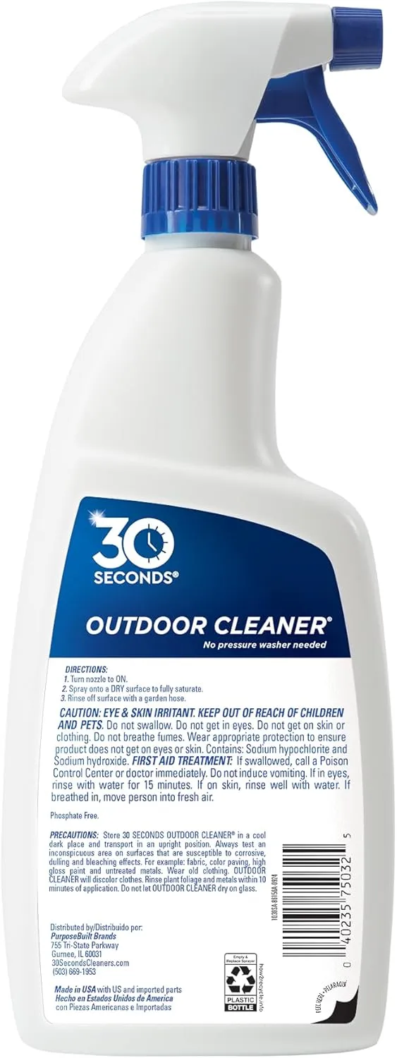 30 SECONDS Outdoor Mold & Mildew Stain Remover Spray | Ready To Use | 32 fl. oz. | 2 Pack