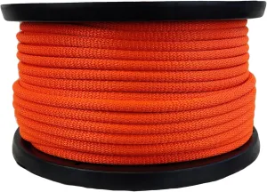 3/8 inch Neon Orange Dacron Polyester Rope - 250 Foot Spool | Solid Braid - Industrial Grade - High UV and Abrasion Resistance - Low Stretch