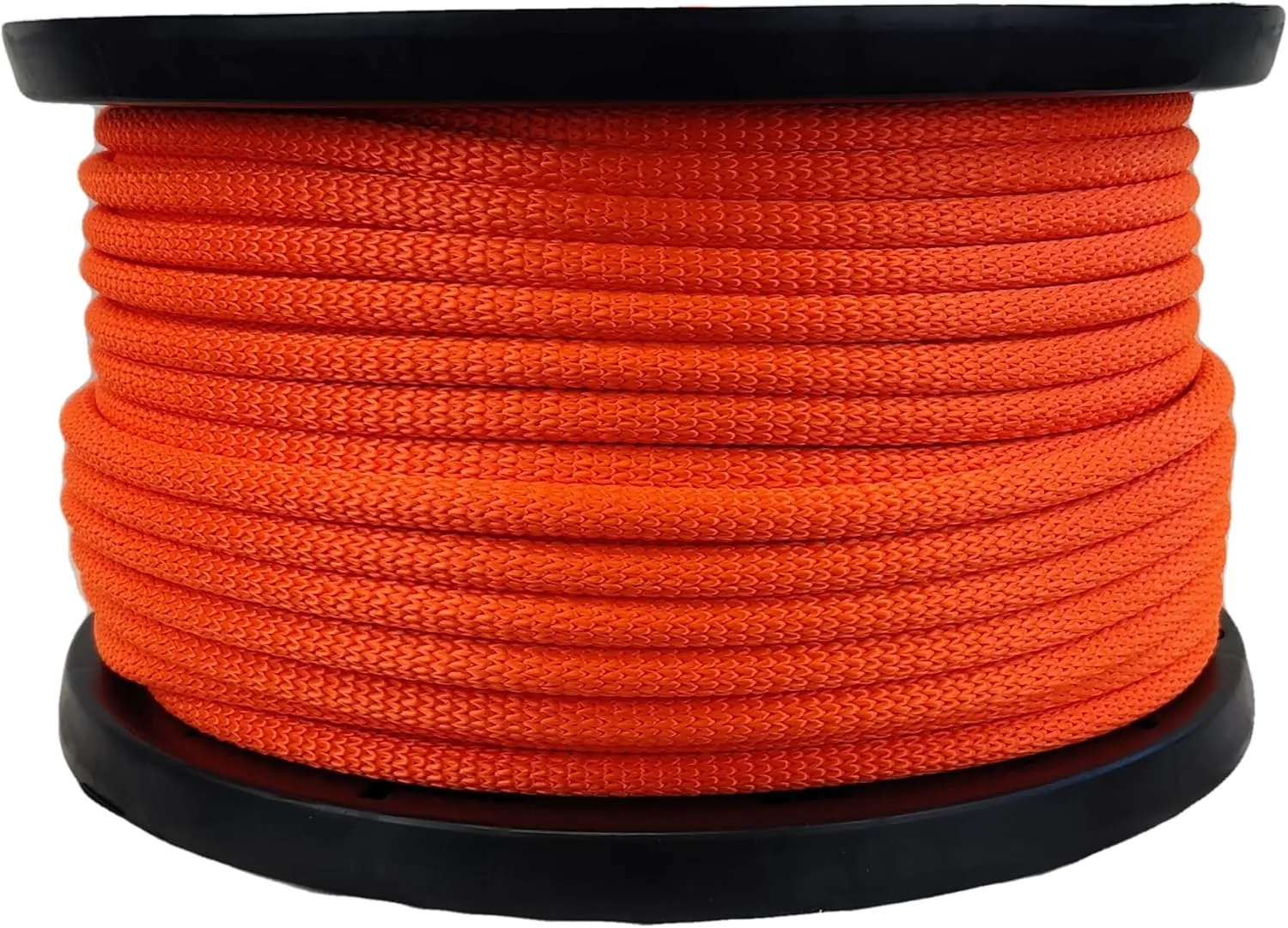 3/8 inch Neon Orange Dacron Polyester Rope - 250 Foot Spool | Solid Braid - Industrial Grade - High UV and Abrasion Resistance - Low Stretch