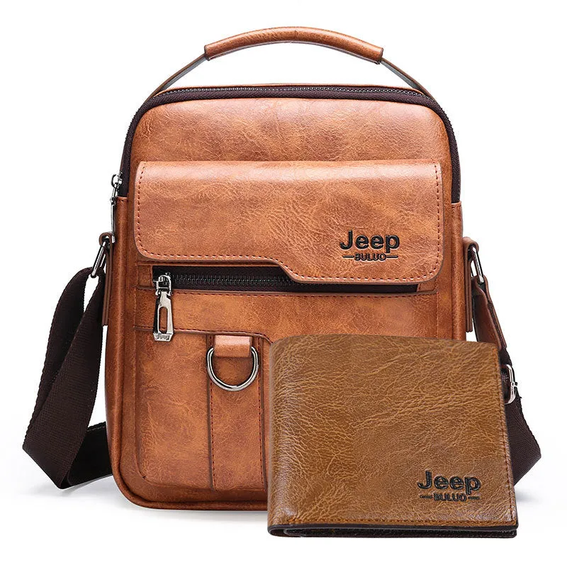 3Pcs Set Jeep Vintage Men's Leather Crossbody Long Wallet Short wallet Set