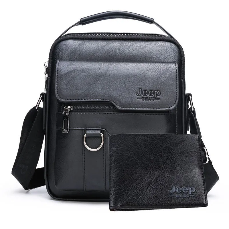 3Pcs Set Jeep Vintage Men's Leather Crossbody Long Wallet Short wallet Set