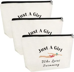 3PCS Swim Lover Gift Makeup Bag Gift for Swimmer Swim Team Gift for Swimmer Women Swimming Coach Gift Swimming Cosmetic Bag Swimming Lover Zipper Pouch for Daughter Sister Her Birthday Graduation