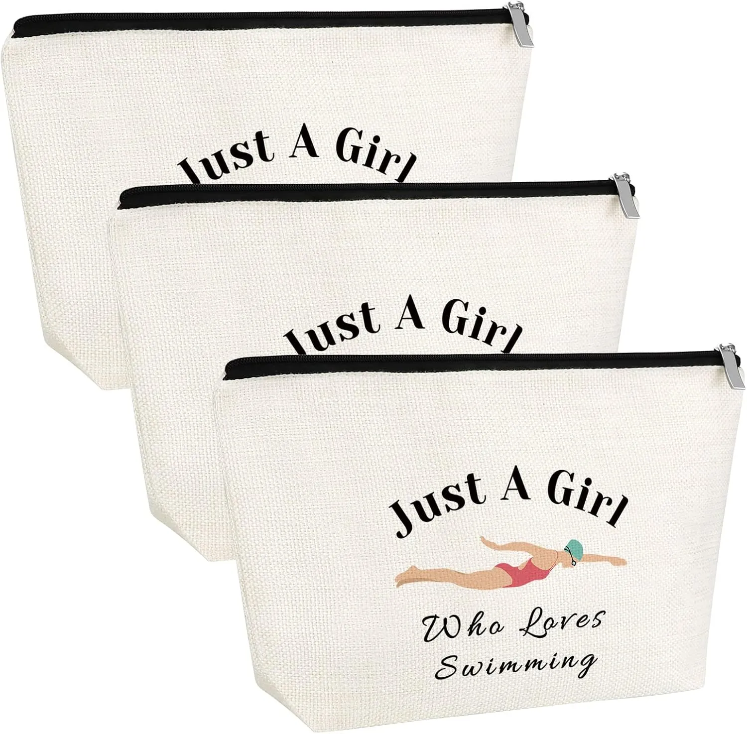 3PCS Swim Lover Gift Makeup Bag Gift for Swimmer Swim Team Gift for Swimmer Women Swimming Coach Gift Swimming Cosmetic Bag Swimming Lover Zipper Pouch for Daughter Sister Her Birthday Graduation