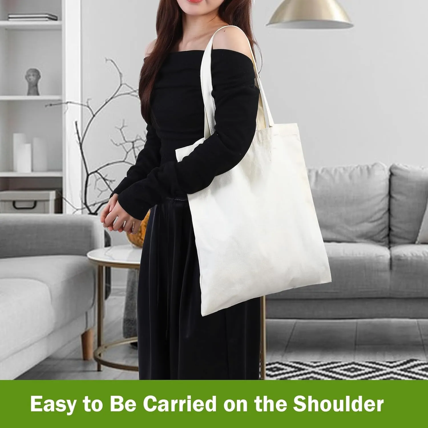 4 Pack 15'' X 16'' Canvas Tote Bag, Reusable Cotton Tote Bags, for Grocery Bags, DIY Gift, Shopping (Natural Color)