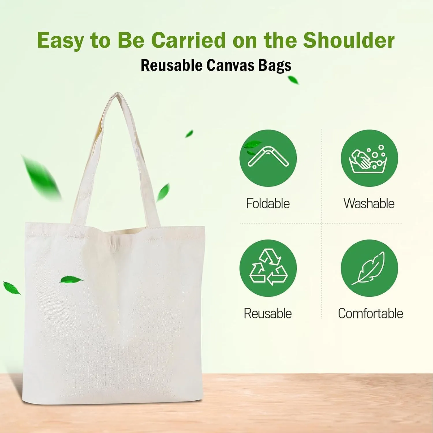 4 Pack 15'' X 16'' Canvas Tote Bag, Reusable Cotton Tote Bags, for Grocery Bags, DIY Gift, Shopping (Natural Color)
