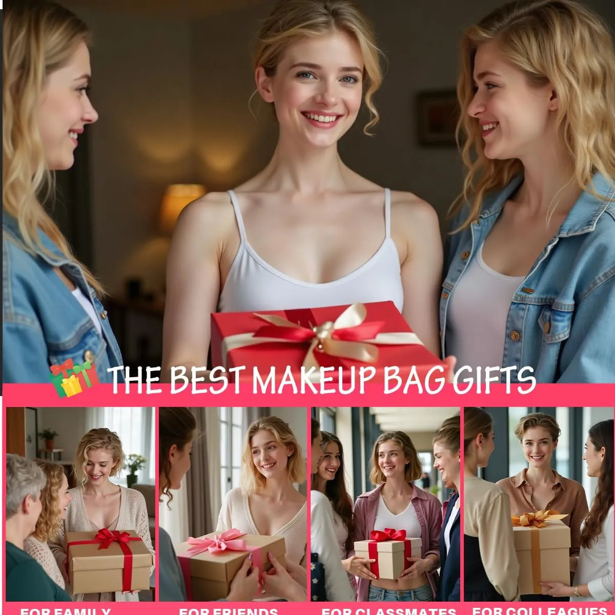 4 PCS Girls Trip Gifts girls trip gifts favors Girls Trip Makeup Bag Girls Girls Weekend Gifts Ideas for Women Cosmetic Bag Weekender Bag for Women Easter, Mother's Day, Nurses' Day, Holiday Vacation