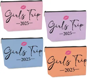 4 PCS Girls Trip Gifts girls trip gifts favors Girls Trip Makeup Bag Girls Girls Weekend Gifts Ideas for Women Cosmetic Bag Weekender Bag for Women Easter, Mother's Day, Nurses' Day, Holiday Vacation