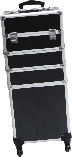 4 Tier Trolley Makeup Case Rolling Train Case for Home Wedding Travel Photography