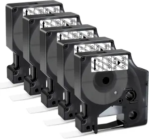 45010 Label Tape Work for Dymo D1 Black on Clear Tape Compatible with Dymo Label Maker Refills Clear 1/2 Inch x 23 Ft for DYMO LabelManager 160 PnP 260P 210D 280 420 450D，5 Cartridges