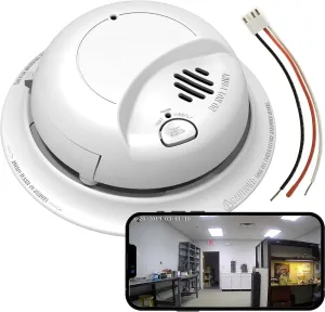 4K HD Wi-Fi Smoke Detector Wired 120V AC Home Security Alarm Camera (9120), White, SMK91204K