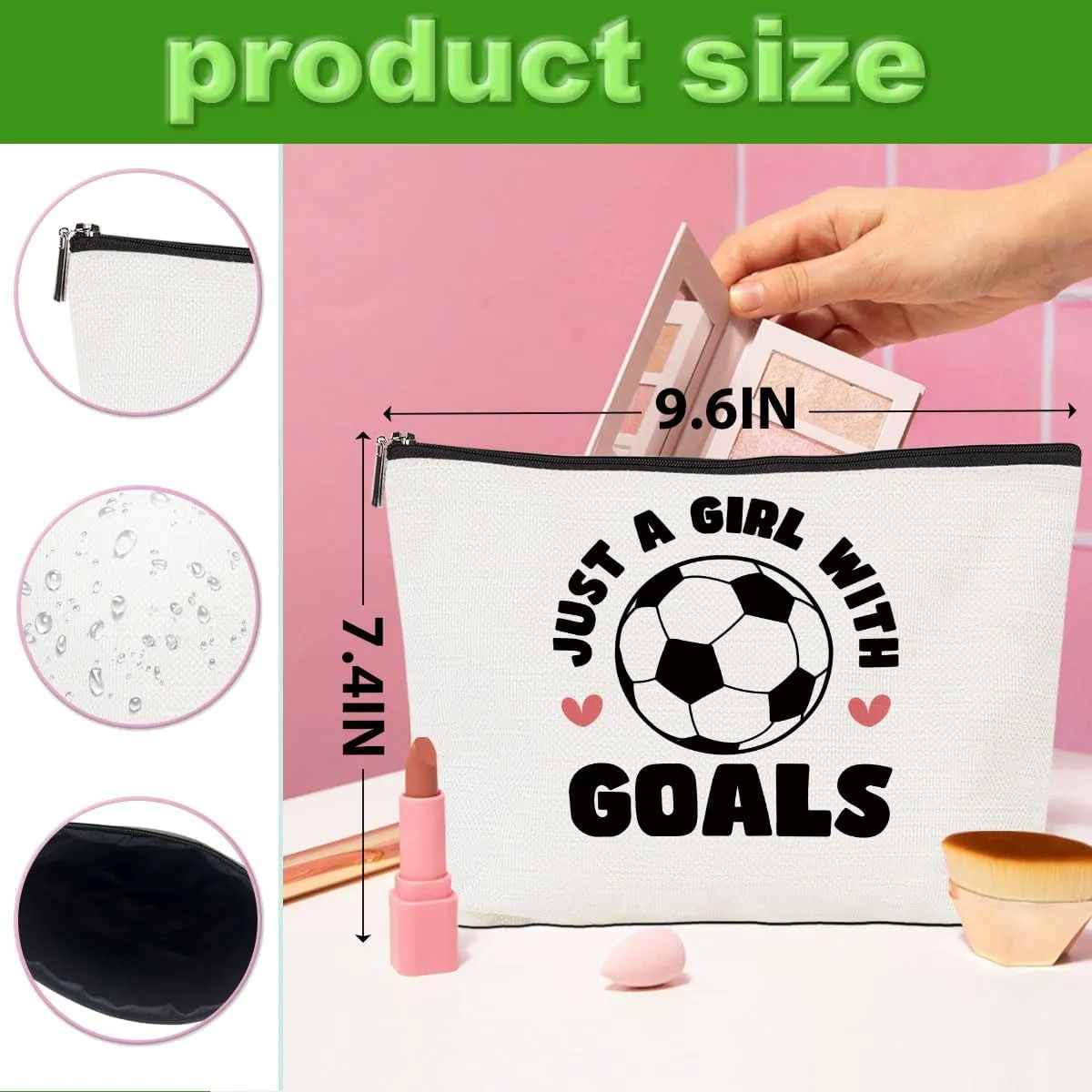 4PCS Soccer Gifts Makeup Bag, Soccer Coach Gifts,Soccer Stuff Accessories Cosmetic Bag for Women Her Girls Soccer Lovers Christmas Birthday Gifts Soccer Themed Gifts Travel Toiletry Bag Zipper Pouch