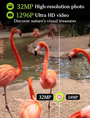 5-Pack Game & Trail Cameras 32MP 1296P 75ft Night Vision Time Lapse Wildlife Deer Hunting Cams No Glow Infrared Motion Activated IP66 Waterproof Password Protection Photo & Video Model