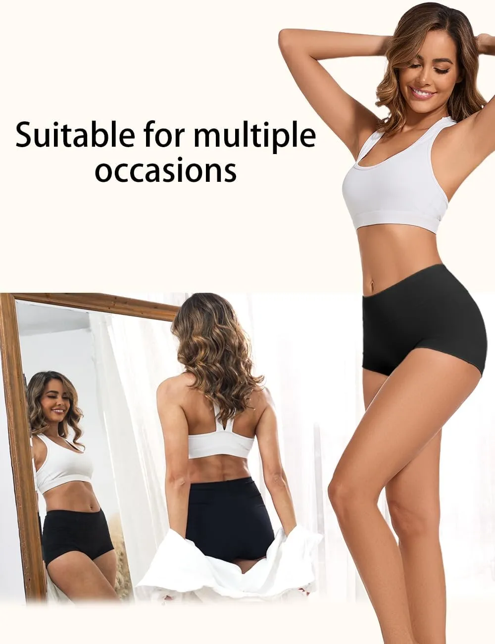 5 Pack Womens Cotton High Waisted Full Coverage Underwear(Regular & Plus Size)