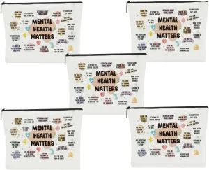 5 Pcs Positive Affirmation Gifts Inspirational Quote Mental Health Awareness Makeup Bag Cosmetic Bag for Women Girl Daughter Bestie Friend Coworker Bestie Thanksgiving Christmas Graduation Birthday