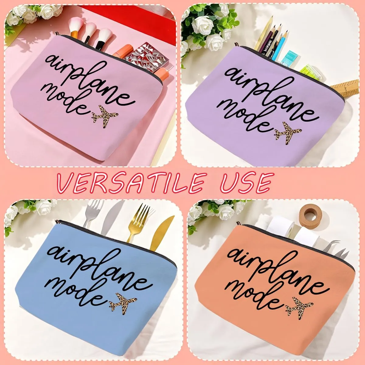 6PCS Pilot Gift Airplane Mode Makeup Bag flight attendant accessories flight attendant gifts airplane travel makeup bag Easter, Mother's Day, Nurses' Day, Christmas gifts for friends and sisters