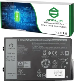 6WVHD 451-BDDY Laptop Battery Replacement for Dell Latitude 7230 Rugged Extreme Tablet T06H T06H001 Series Notebook FNW8F 0VDDJY VDDJY 0JM6CX JM6CX 7.6V 35.6Wh 4457mAh