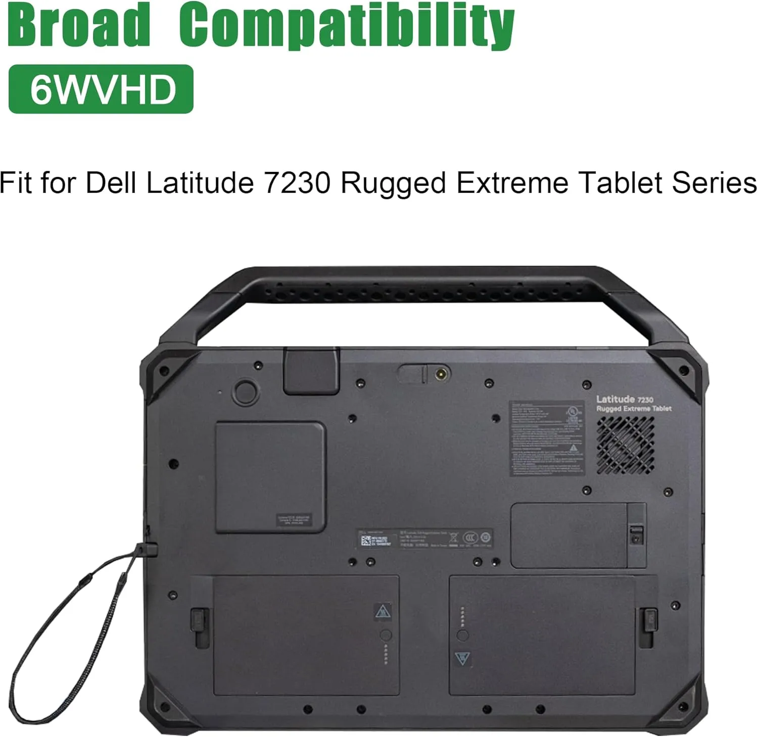 6WVHD 451-BDDY Laptop Battery Replacement for Dell Latitude 7230 Rugged Extreme Tablet T06H T06H001 Series Notebook FNW8F 0VDDJY VDDJY 0JM6CX JM6CX 7.6V 35.6Wh 4457mAh